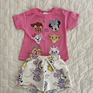 Zara Pink and White Kids Matching Disney Set